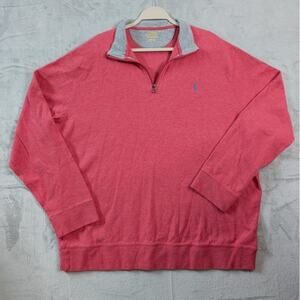 Ralph Lauren Polo red Long Sleeve 1/4 Button Pullover Sweater Men's 2XL Logo